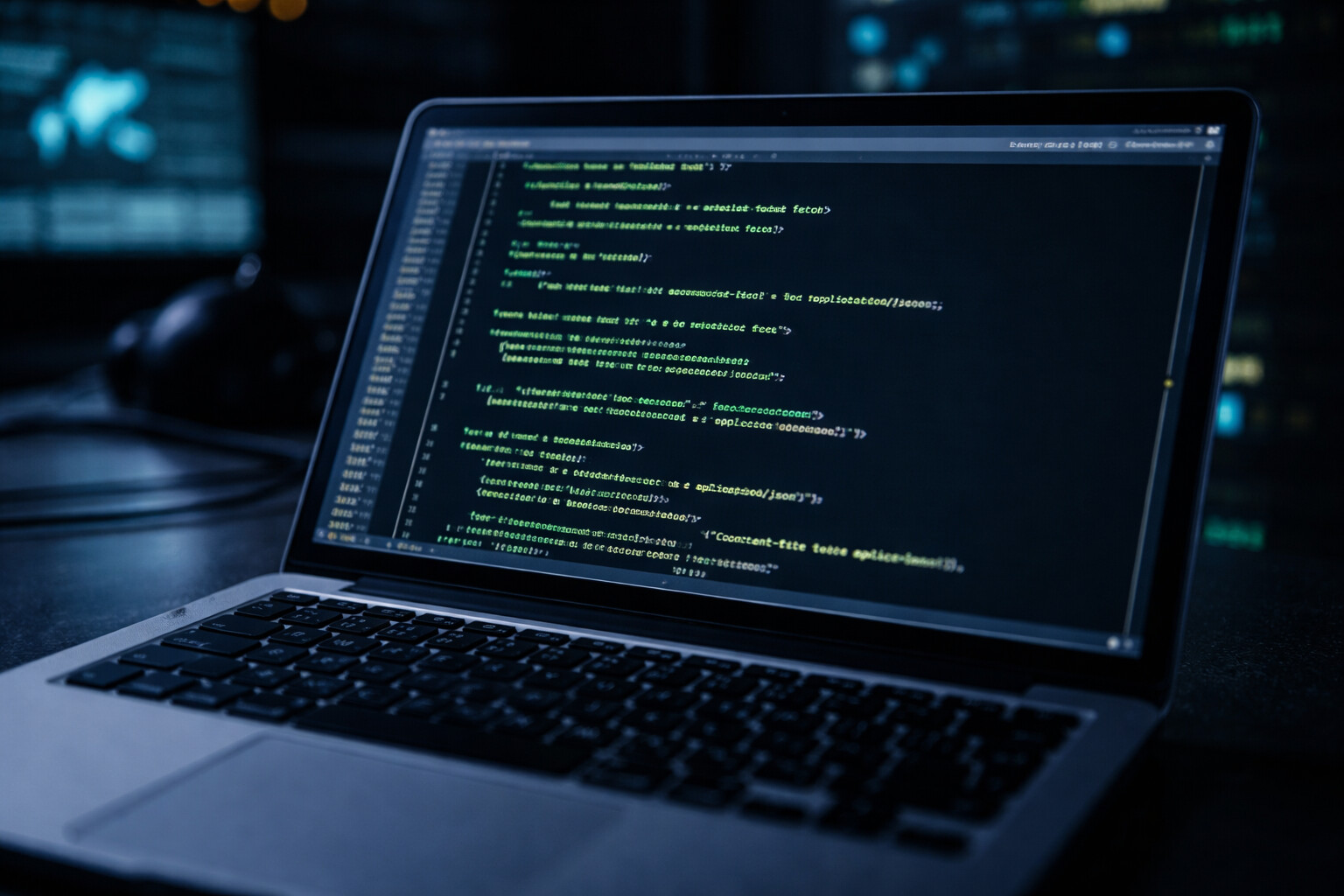 Linux laptop and server rack